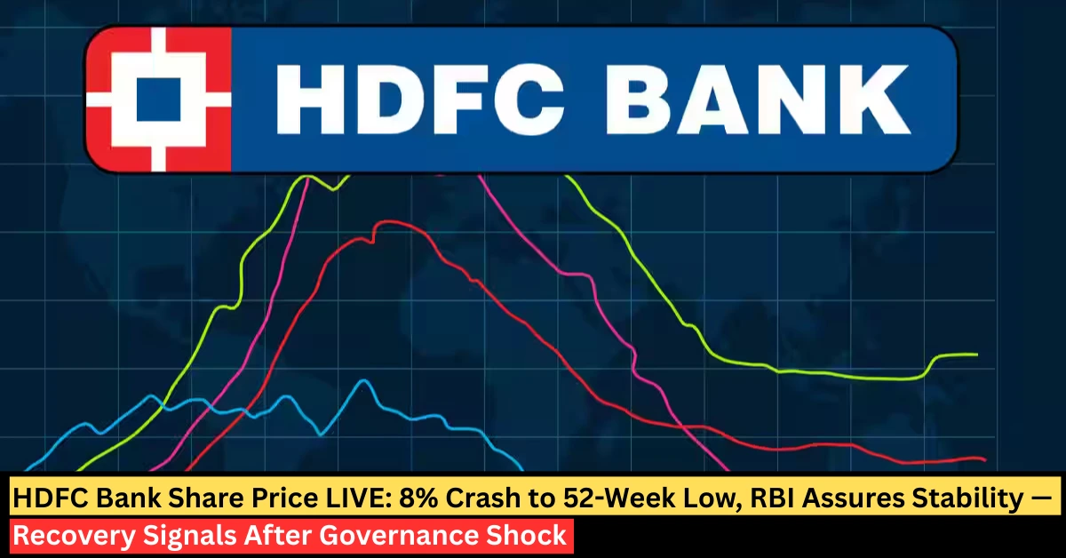 HDFC Bank share price crash 8 percent to 52 week low RBI says no concern stock recovers LIVE update India stock market news