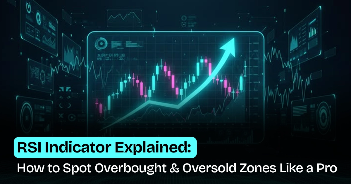 RSI indicator chart showing overbought zone above 70, oversold zone below 30, and bullish divergence signal on a stock price chart
