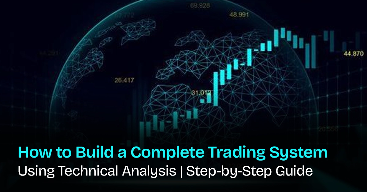 Trader analyzing stock charts on multiple screens with technical indicators, trendlines, and a structured trading plan displayed