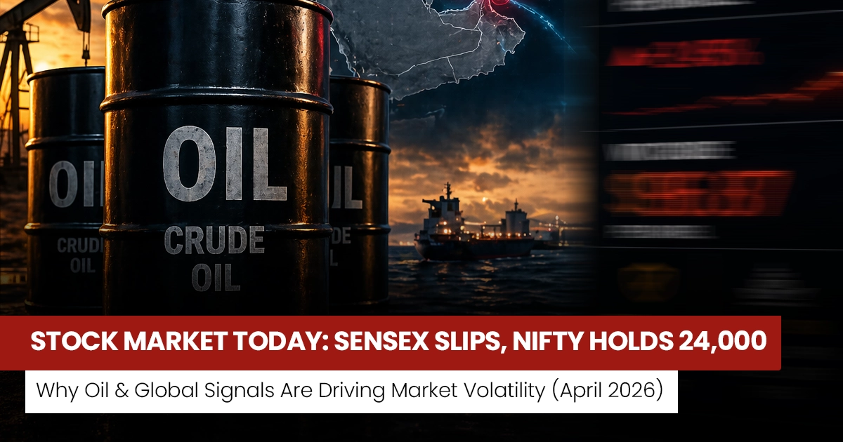 stock market today sensex falls nifty holds 24000 crude oil impact april 2026