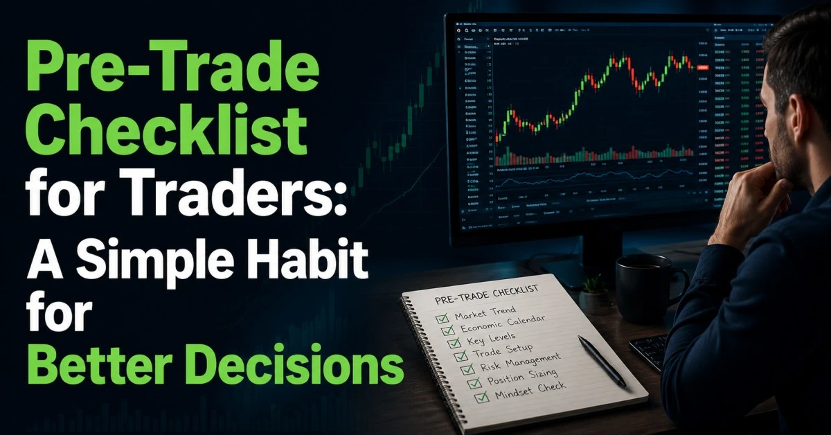 A trader checking a pre-trade checklist before placing an order.