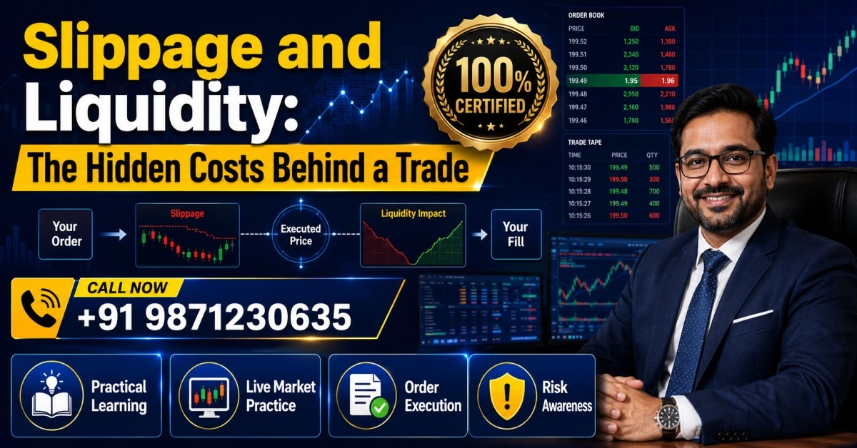 A market chart showing the effect of liquidity and slippage on trade execution